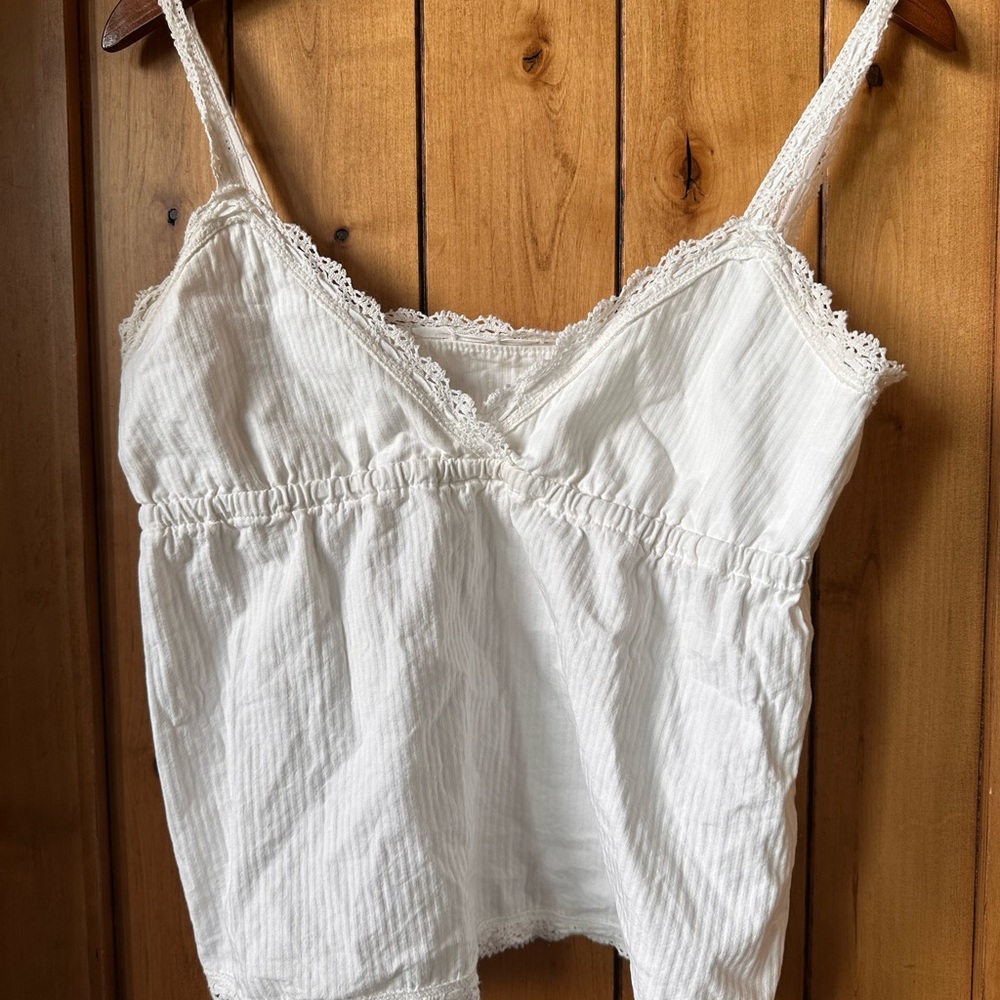 Brandy Melville White Lace Trim Tank Top